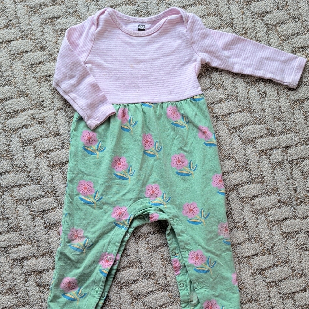 Tea Collection Pink Striped Baby Romper